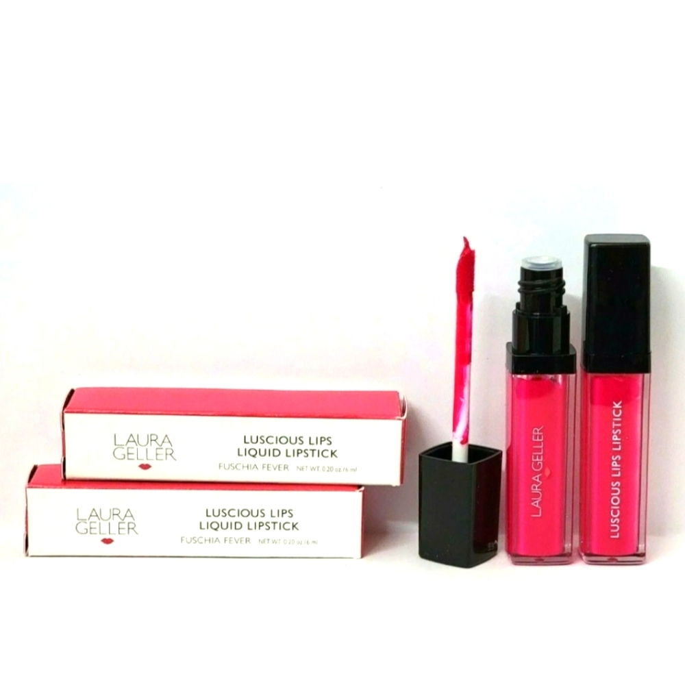2 pk LAURA GELLER LUSCIOUS LIPS LIQUID LIPSTICK 0.2 oz FUSCHIA FEVER